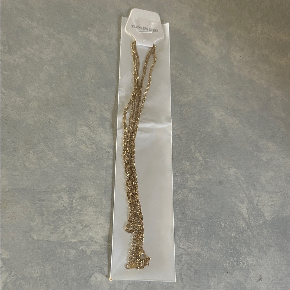 Gold Multi-Strand Stainless Steel Necklace - Elegant Layered Look